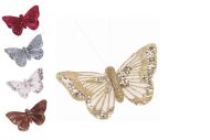 Motýli - Třpytivá dekorace, 9 cm, 3 ks.