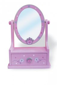 Zrcadlo šperkovnice zásuvka dřevo 16,2x24,2x8,5cm 3 barvy v krabici