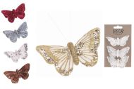 Motýli - Třpytivá dekorace, 9 cm, 3 ks.