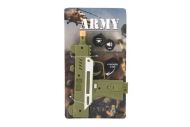 Pistole samopal ARMY plast 17,5cm na baterie se zvukem se světlem zelená na kartě
