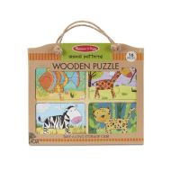 Dřevěné puzzle deskové na cestu Zvířata 16ks v papírové tašce 31x27,5x1cm 2+
