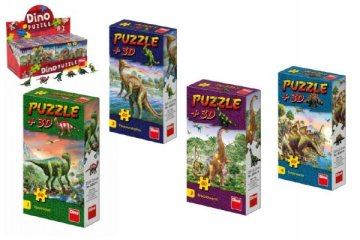 Puzzle Dinosauři 23,5x21,5cm 60 dílků + figurka 6 druhů v krabičce 24ks v boxu