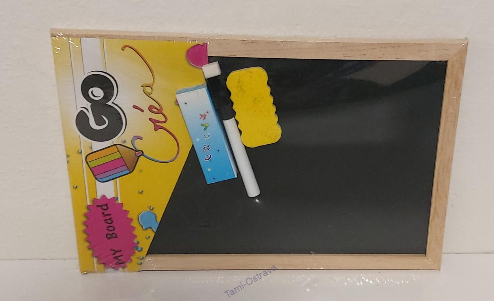 Kreslící tabulka + fix, houba a křída.