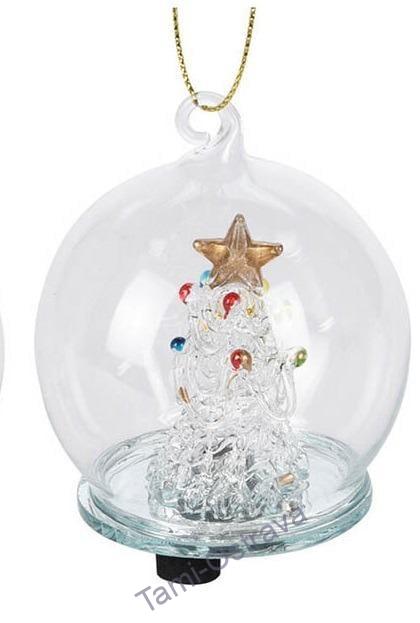 Vánoční skleněná koule 6cm LED. vzor.3