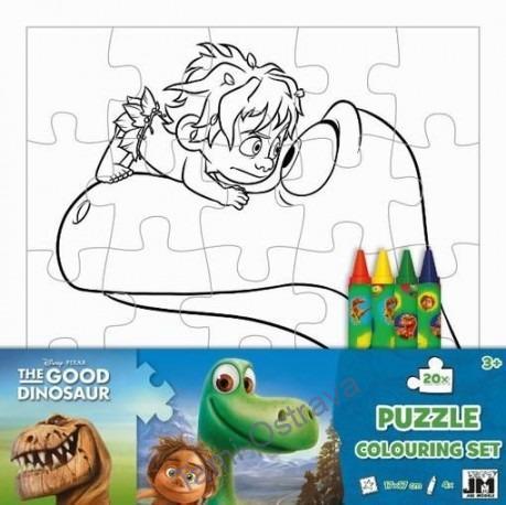 Hodný dinosaurus - Omal. puzzle s voskovkami.