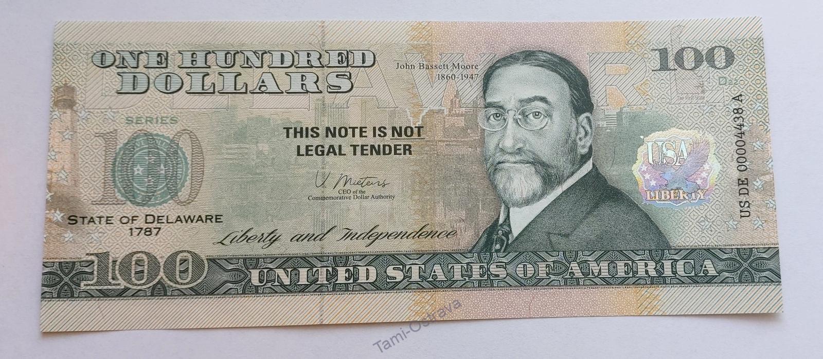 USA - 100 Dolarů 2022 - Pamětní - Delaware - UNC