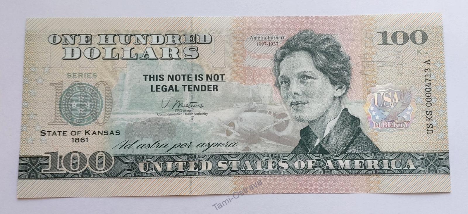 USA - 100 Dolarů 2022 - Pamětní - Kansas - UNC