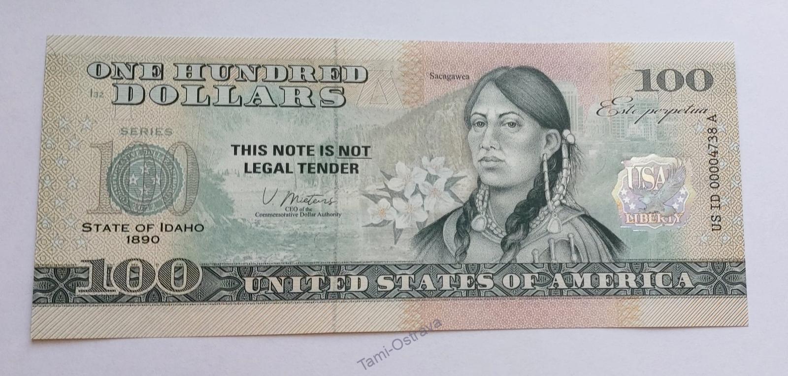 USA - 100 Dolarů 2022 - Pamětní - Idaho - UNC