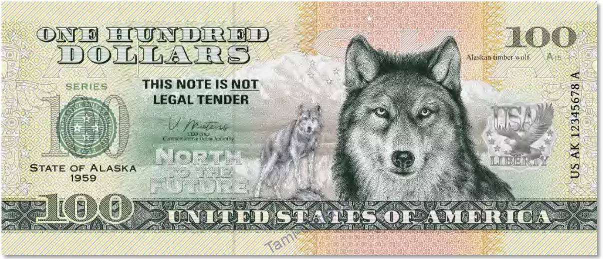 USA - 100 Dolarů 2022 - Pamětní - Alaska - UNC