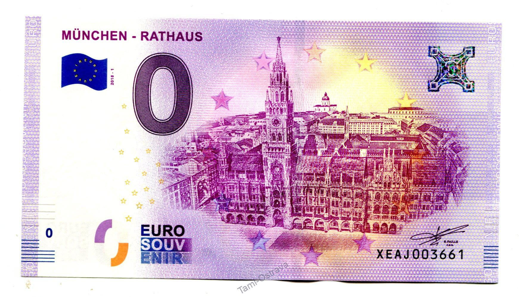 Eurobankovka - München - Rathaus 2018 UNC (č.592)
